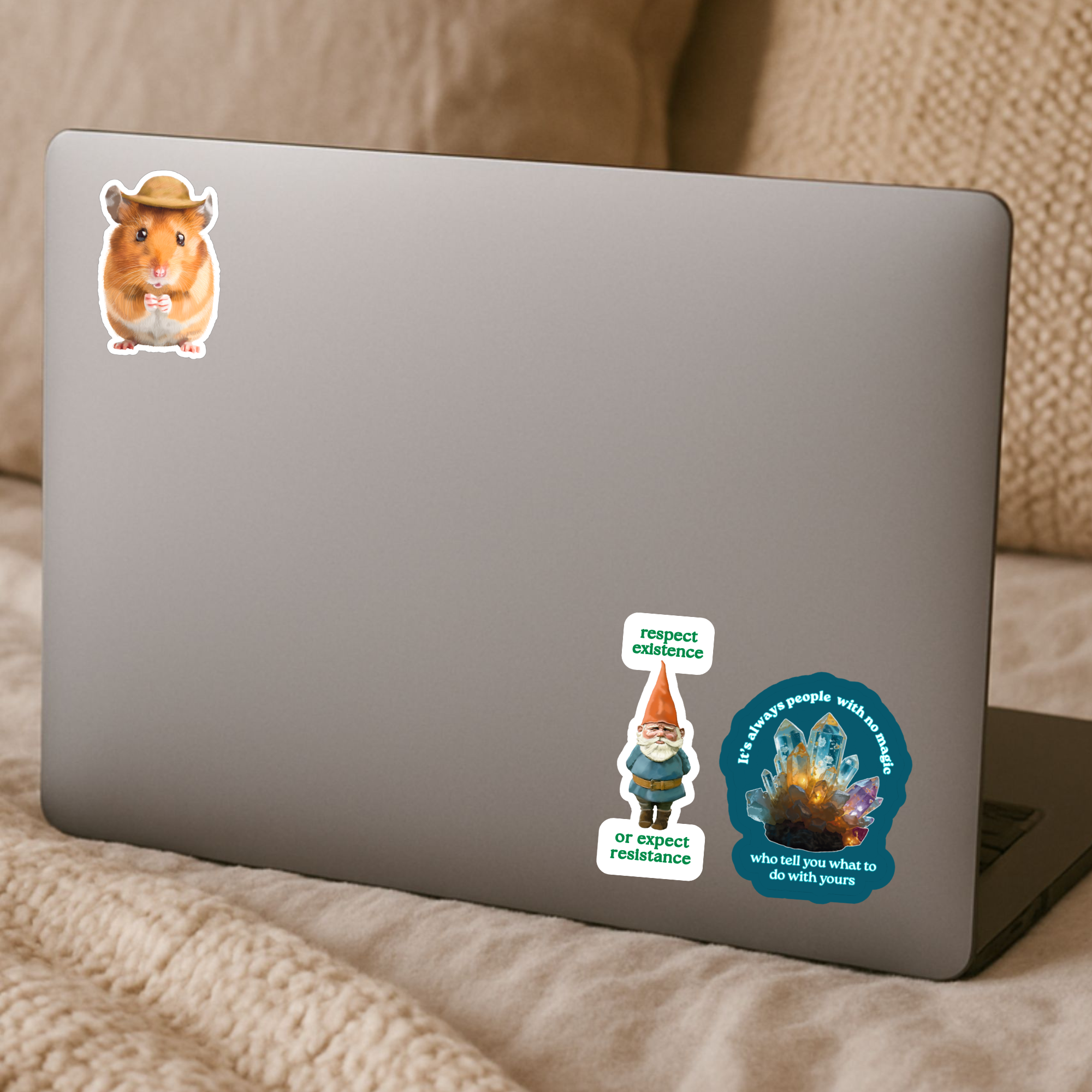 Giddyup Cowboy Hamster Wearing a Hat - Waterproof Vinyl Sticker - Original Art Decal