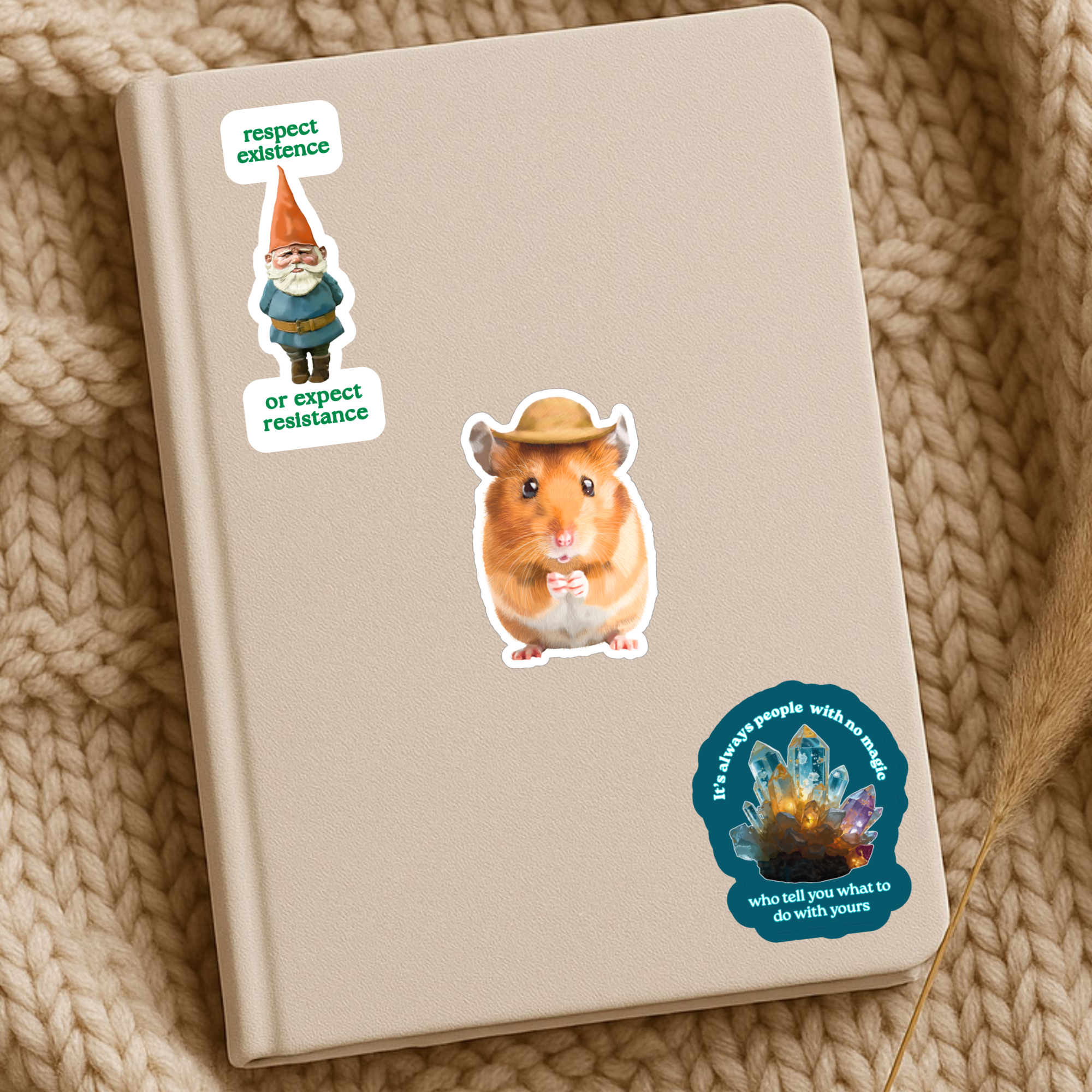Giddyup Cowboy Hamster Wearing a Hat - Waterproof Vinyl Sticker - Original Art Decal