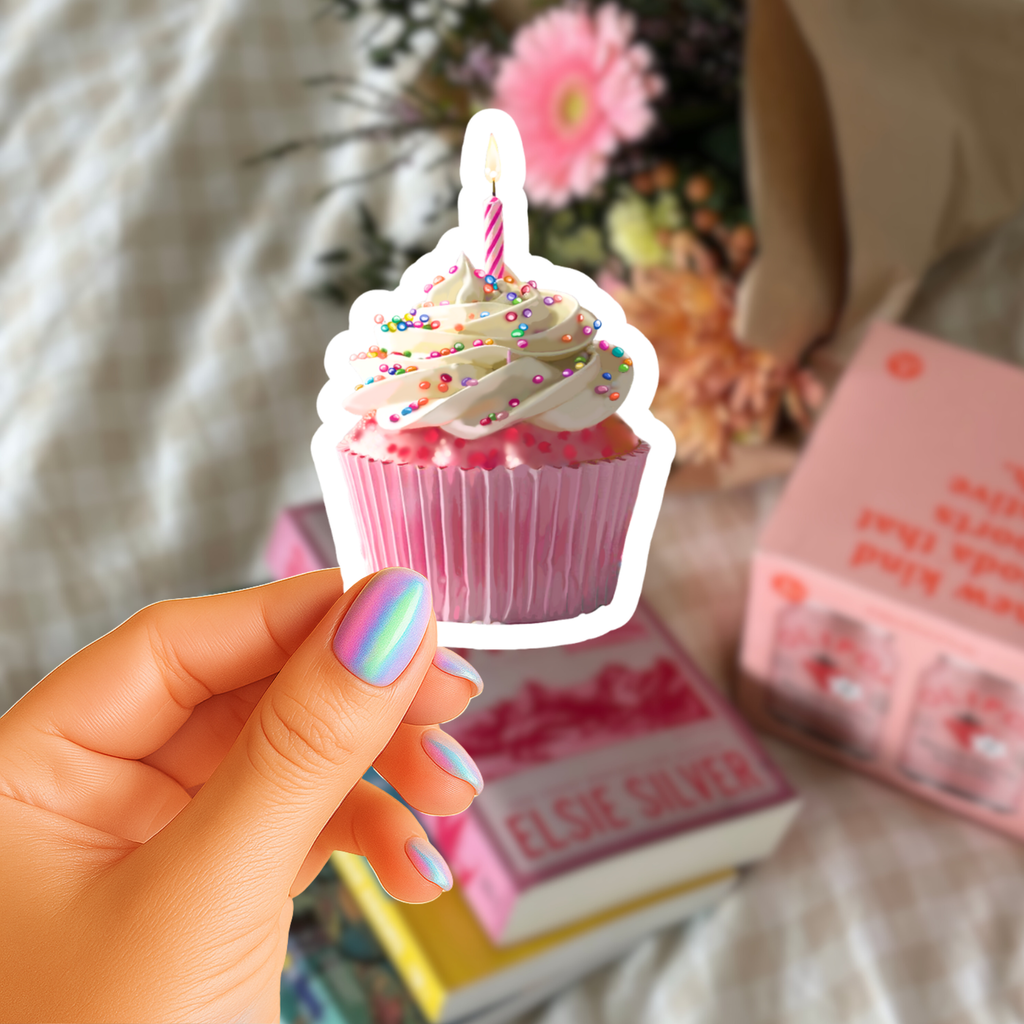 Make a Wish Birthday Cupcake - Waterproof Vinyl Sticker - Original Art Decal