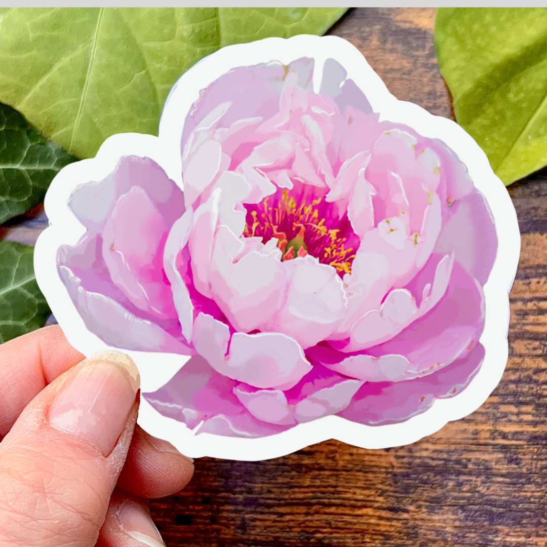 Waterproof Pink Peony Sticker