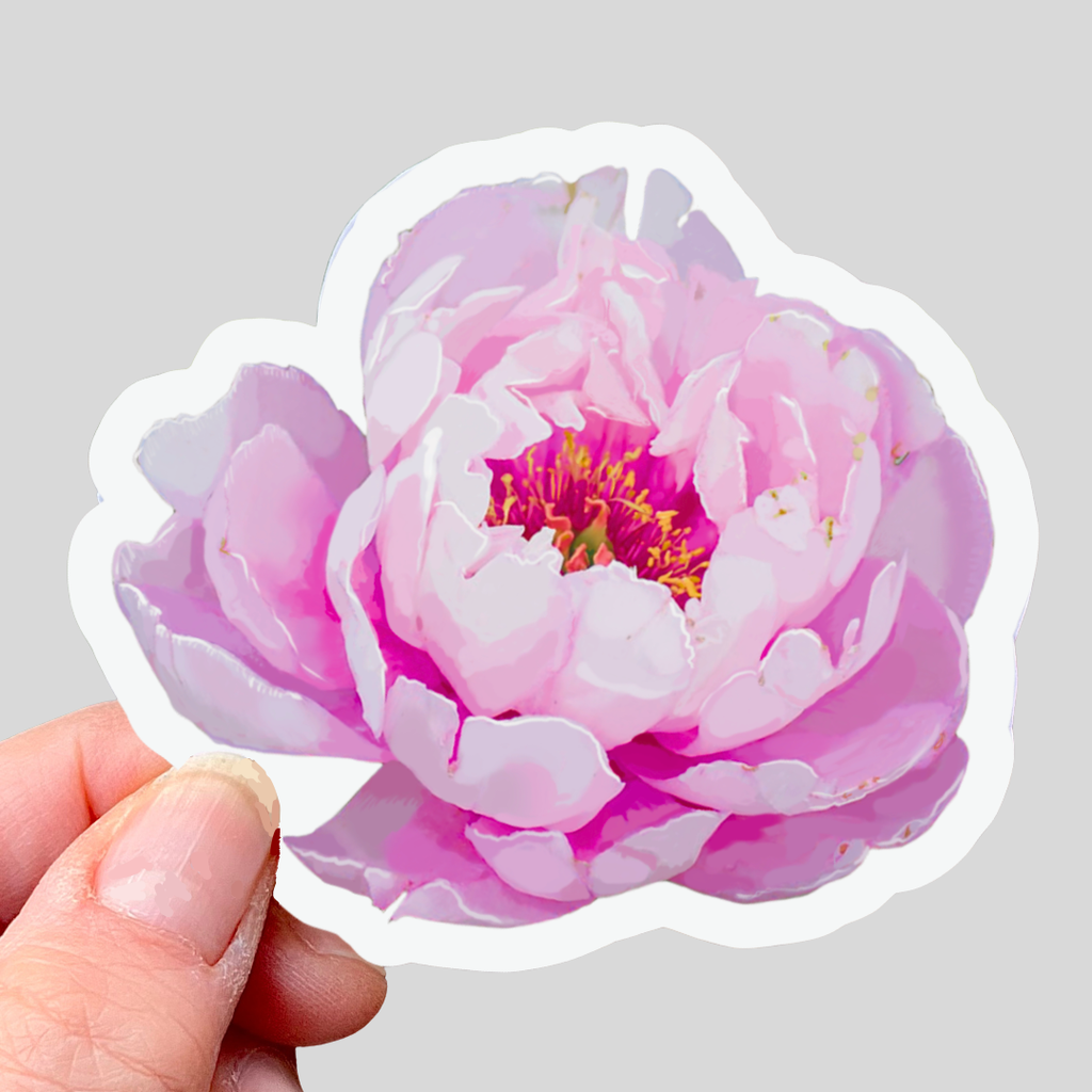 Waterproof Pink Peony Sticker