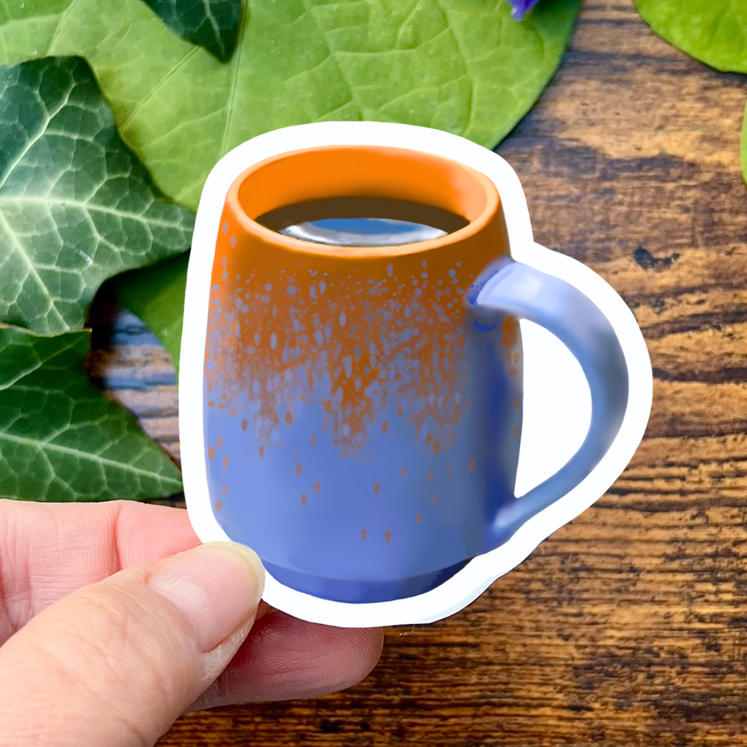 Waterproof Pottery Mug of Coffee Sticker
