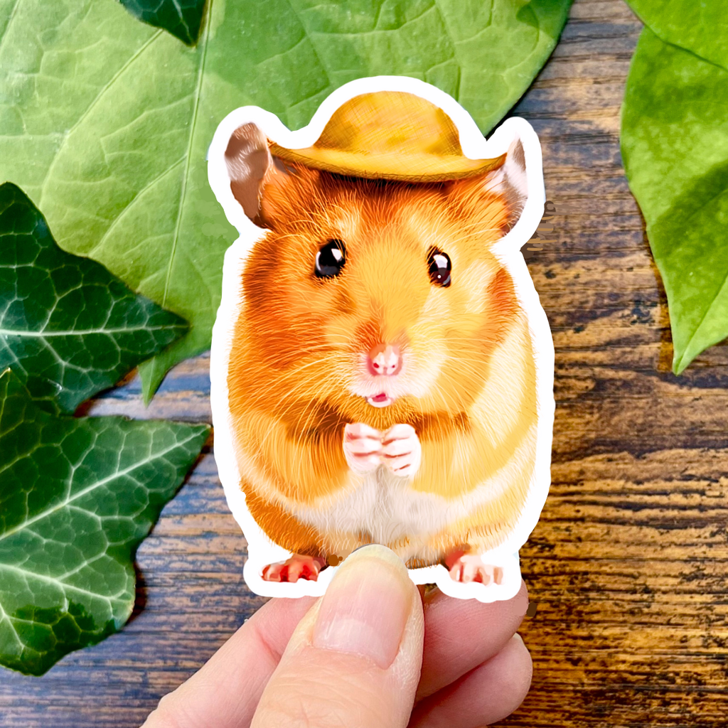 Waterproof Hamster Wearing a Hat Sticker