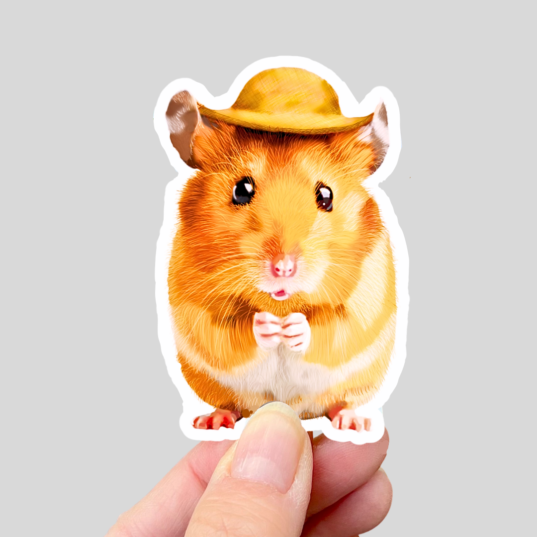Waterproof Hamster Wearing a Hat Sticker