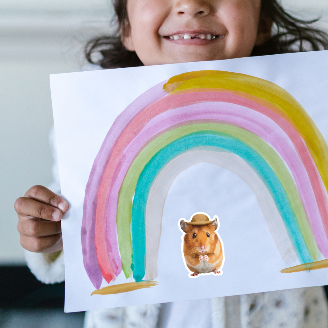 Waterproof Hamster Wearing a Hat Sticker