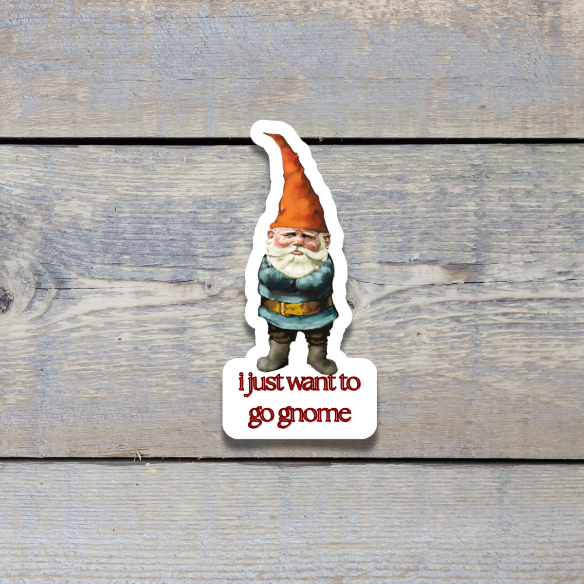 Waterproof I Just Want to Go Gnome Sticker