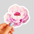 Baby Pink Peony Sticker - Waterproof Vinyl Sticker - Original Art Decal