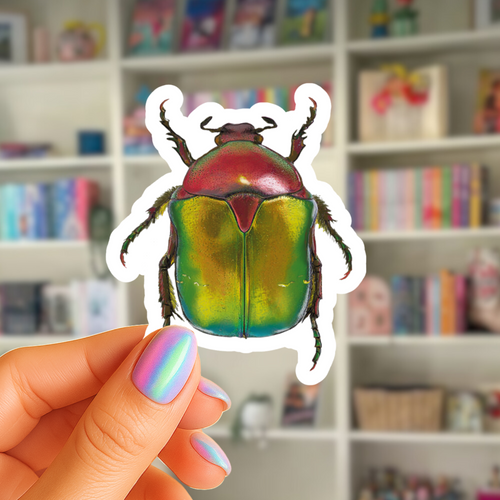 Christmas Beetle Sticker  - Waterproof Vinyl Sticker - Original Art Decal