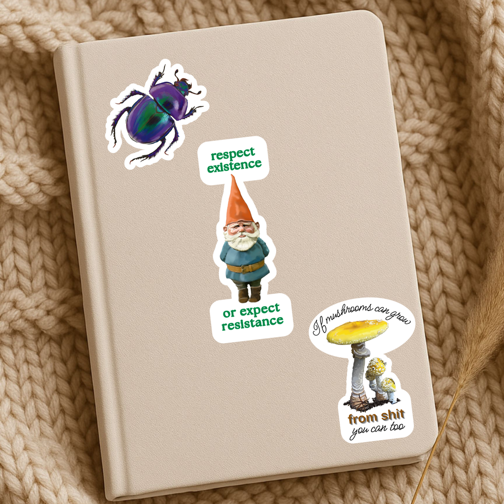 Respect Existence Or Expect Resistance Sticker - Scandanavian Gnome  - Waterproof Vinyl Sticker - Original Art Decal